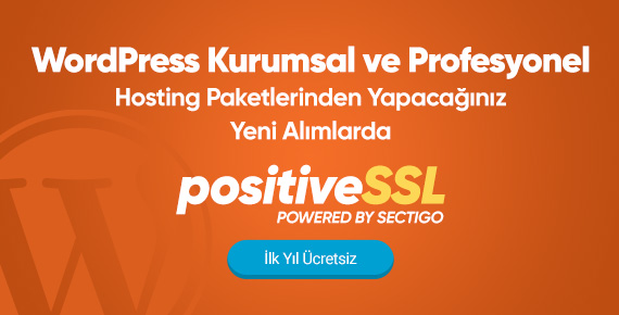 WordPress Hosting alımlarında Ücretsiz SSL sertifikası!